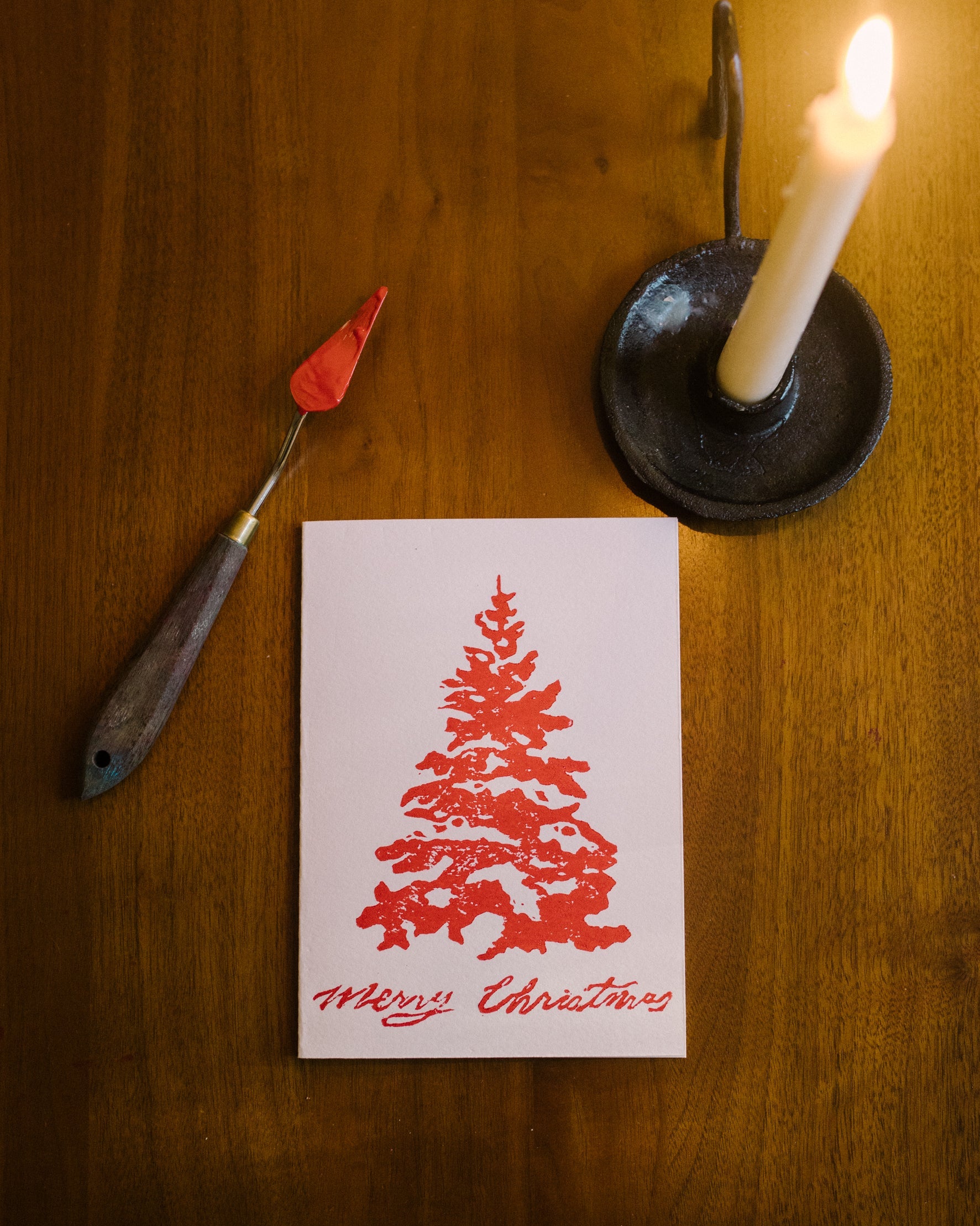 Hand-Printed Christmas Card