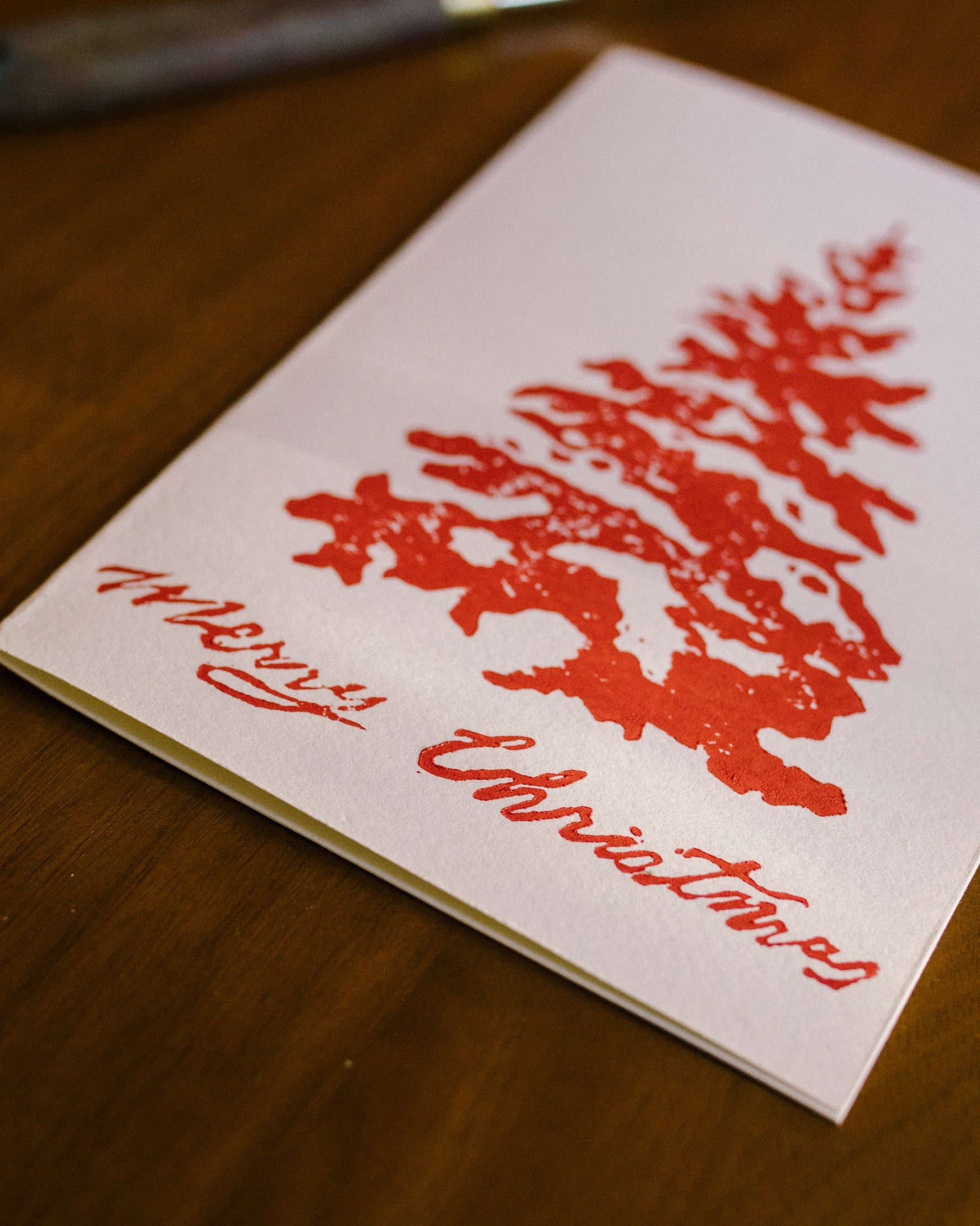 Hand-Printed Christmas Card